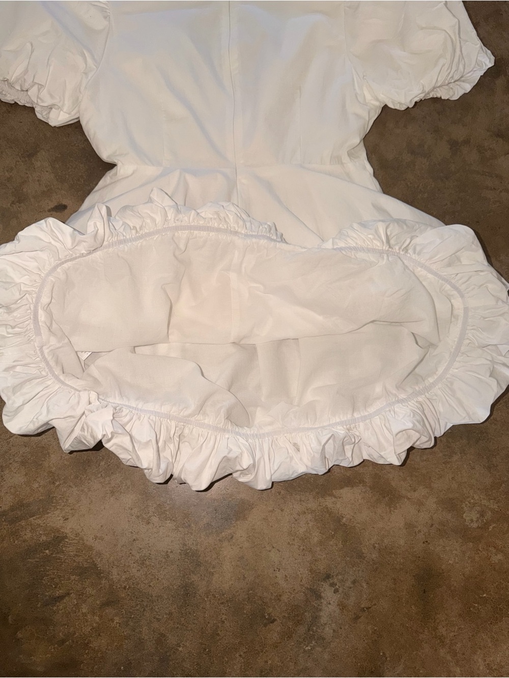 White Puff Sleeve Bubble Hem Mini Dress Cotton Rush Sorority Preference M View 4